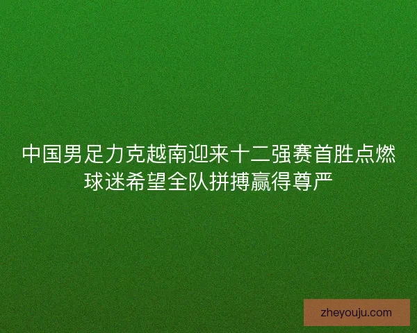 中国男足力克越南迎来十二强赛首胜点燃球迷希望全队拼搏赢得尊严