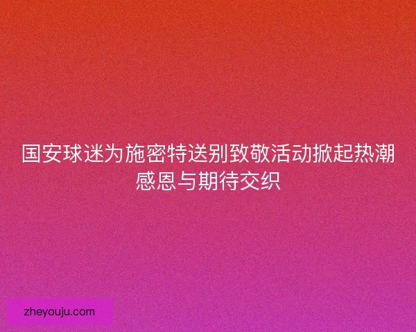 国安球迷为施密特送别致敬活动掀起热潮感恩与期待交织
