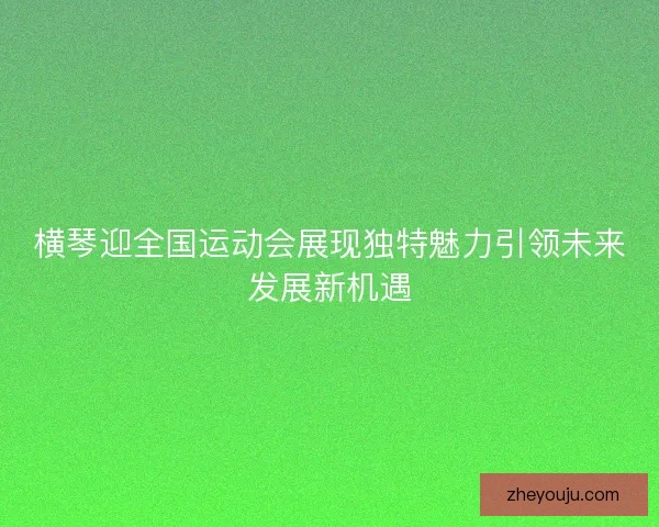 横琴迎全国运动会展现独特魅力引领未来发展新机遇
